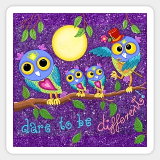 Funny Owl Family Sticker